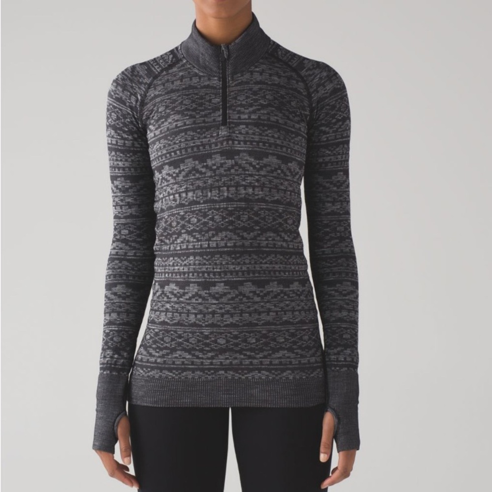 LuLuLemon Rest Less 1/4 zip long sleeve. Size 0. Heathered Black